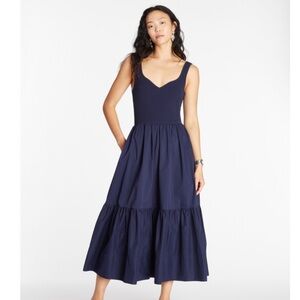 Tanya Taylor Josephina Navy Fit and Flare Dress Size S